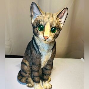 Ebeling & Reuss, Porcelain Tabby Cat, Green Eyes, Figurine
